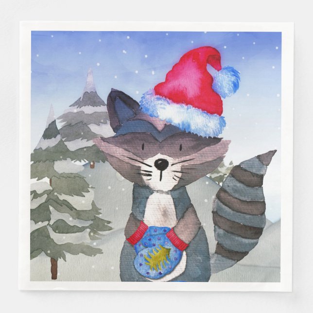 Winterwaldfreunde - Illustration Serviette (Vorderseite)