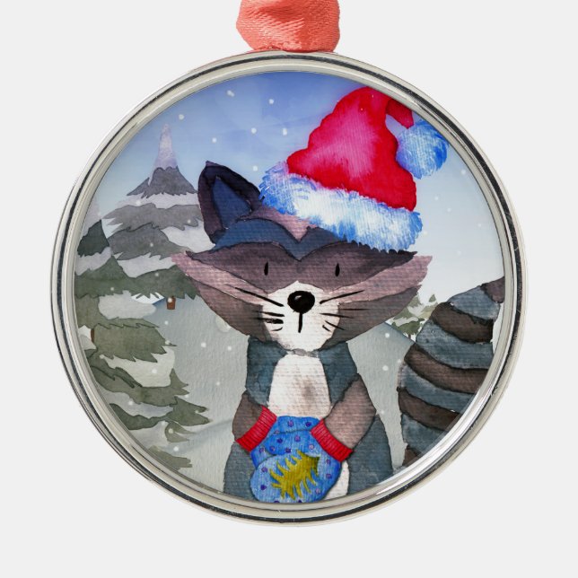 Winterwaldfreunde - Illustration Silbernes Ornament (Vorne)