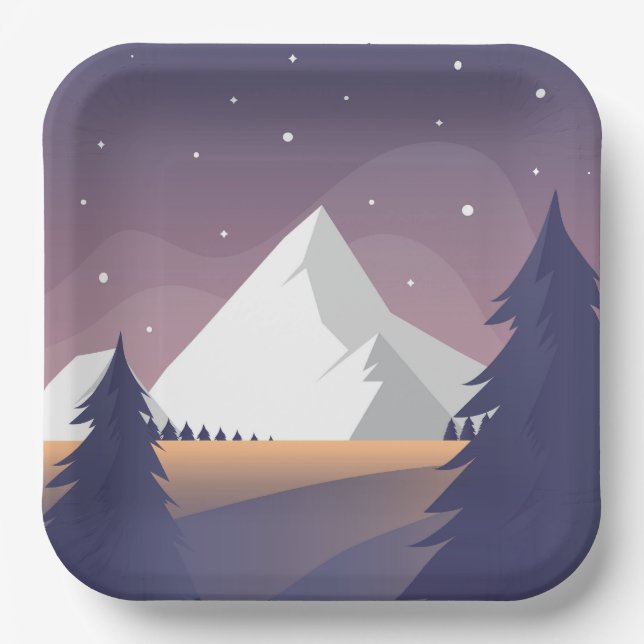 Winterwaldlandschaft Pappteller (Vorderseite)