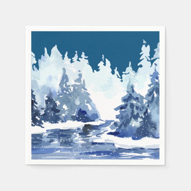 Winterwaldlandschaft Serviette (Vorderseite)