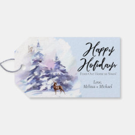 Winterwaldlandschaften im Aquarellwald - Feiertage Geschenkanhänger