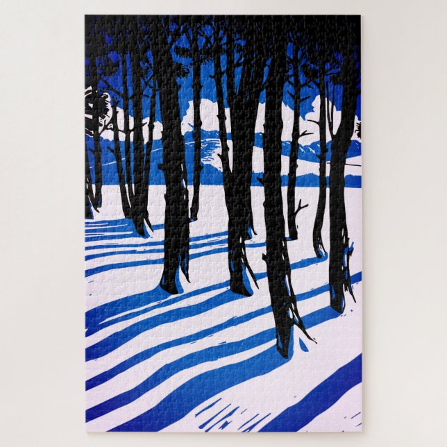 Winterwaldschatten - Blaue Minimalnatur (Vertikal)