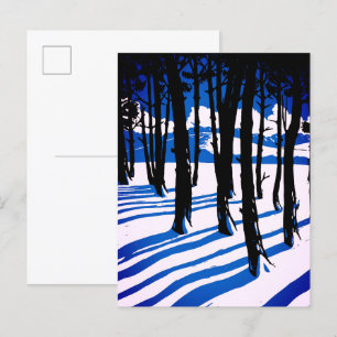 Winterwaldschatten - Blaue Minimalnatur Postkarte