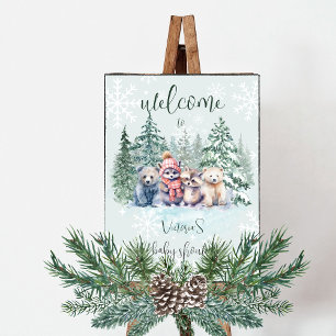 Winterwaldtierabenteuer erwartet Kinderdusche Poster