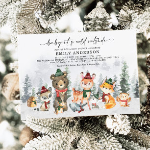 Winterwaldtiere - Neutrale Babydusche Einladung