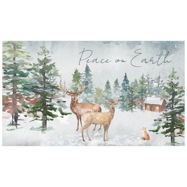 Winterwaldtiere Weltfrieden Weihnachten Tischdecke (Vorderseite (Horizontal))