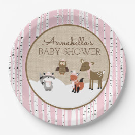 Winterwaldtierplatte | Rosa Pappteller