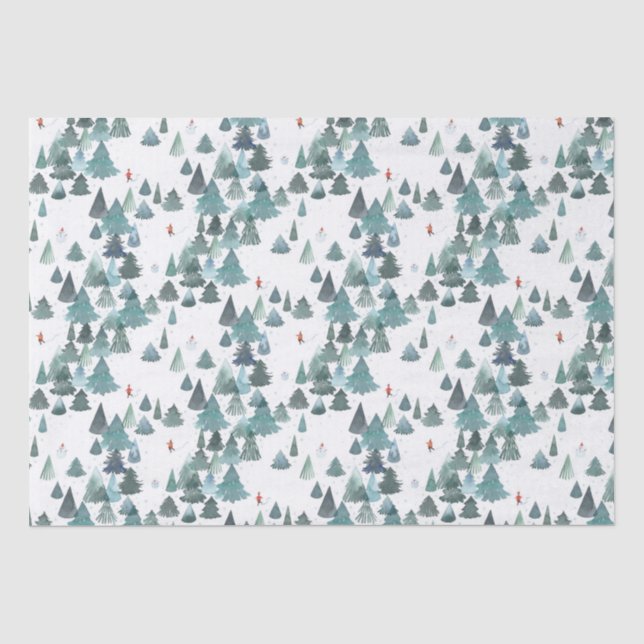 Winterwaldurlaub in Aquarellbad Seidenpapier (Vorderseite)
