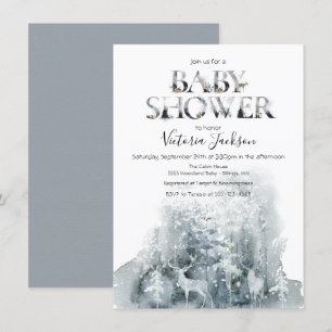 Winterwaldwald Aquarell Babydusche Einladung