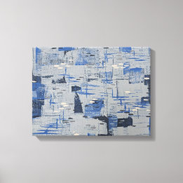 Winterwandern. Abstraktes Acryl. Wintersturm Leinwanddruck