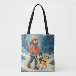 Winterwanderung mit Guide Dog Illustration Tasche
