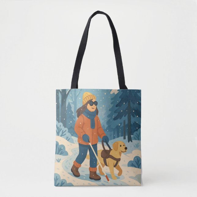 Winterwanderung mit Guide Dog Illustration Tasche (Vorderseite)
