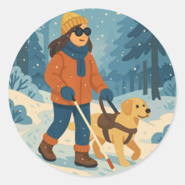 Winterwanderung mit Guide Hund - Rundaufkleber Runder Aufkleber