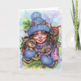 Winterwärme geklappte Grußkarte Forest Friends Karte