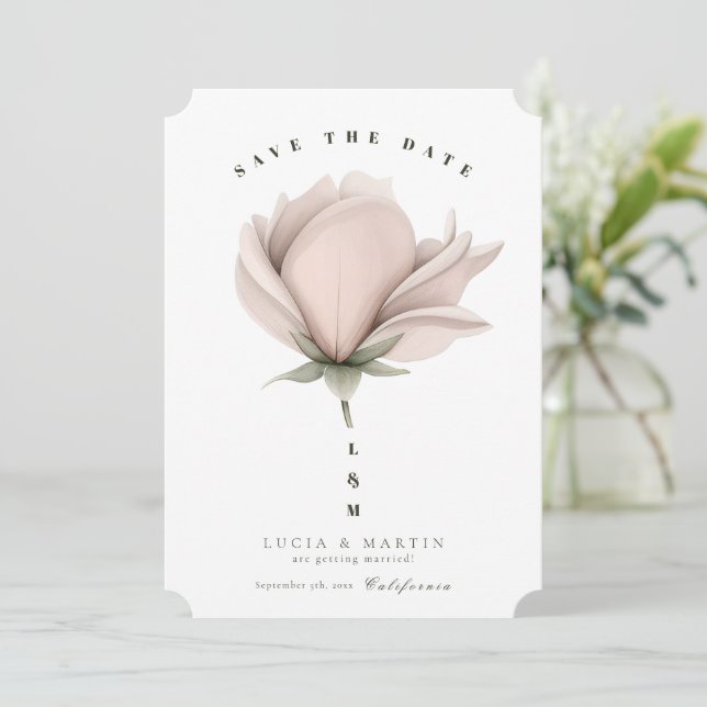 Winterwärme Single Big Floral Save the Date Einladung (Stehend Vorderseite)