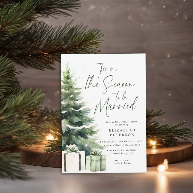 Winterweihnachtsbaum Rustikales Brautparty Einladung (christmas bridal shower invitation rustic elegant pine tree presents country cozy cottage chic)