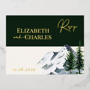 Winterweihnachtsbäume Hochgebirge RSVP-Karte Folie Einladungspostkarte