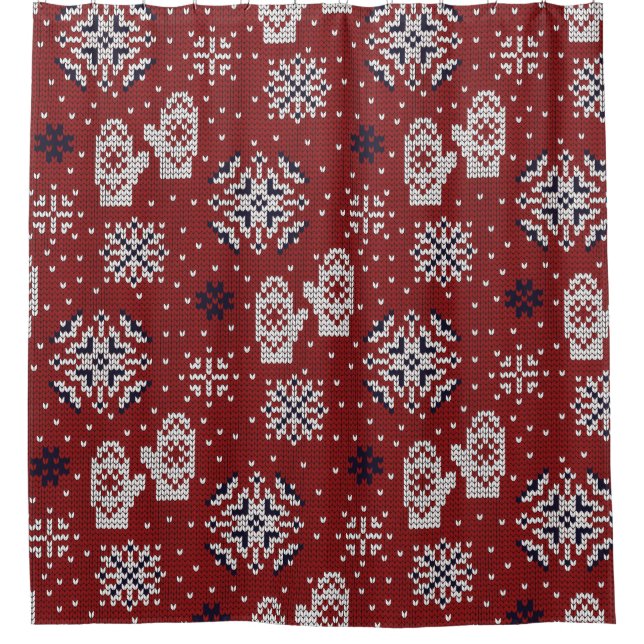 Winterweihnachtsdekorationsmuster Duschvorhang (Vorderseite)