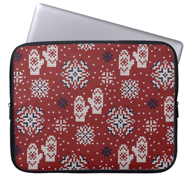 Winterweihnachtsdekorationsmuster Laptopschutzhülle (Vorderseite)
