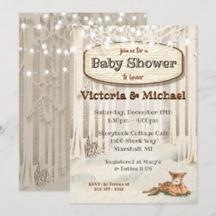 Winterweihnachtsdusche Woodland Deer Baby Einladung