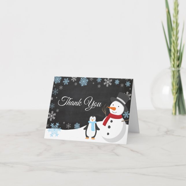 Winterweihnachtsfeiertag Blaue Snowflakes Halbpens Dankeskarte (Vorderseite)