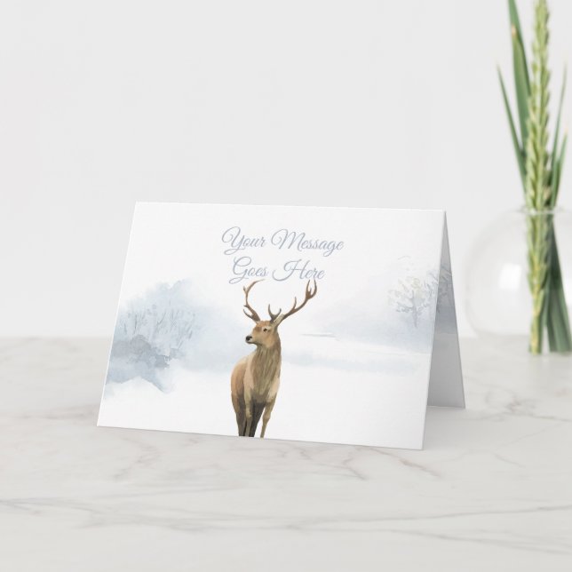 Winterweihnachtsfeiertage Elegante Stag Feiertagskarte (Vorderseite)