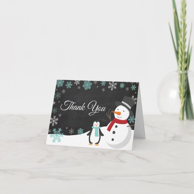 Winterweihnachtsferien Aquamarine Schneeflocke Dankeskarte (Vorderseite)