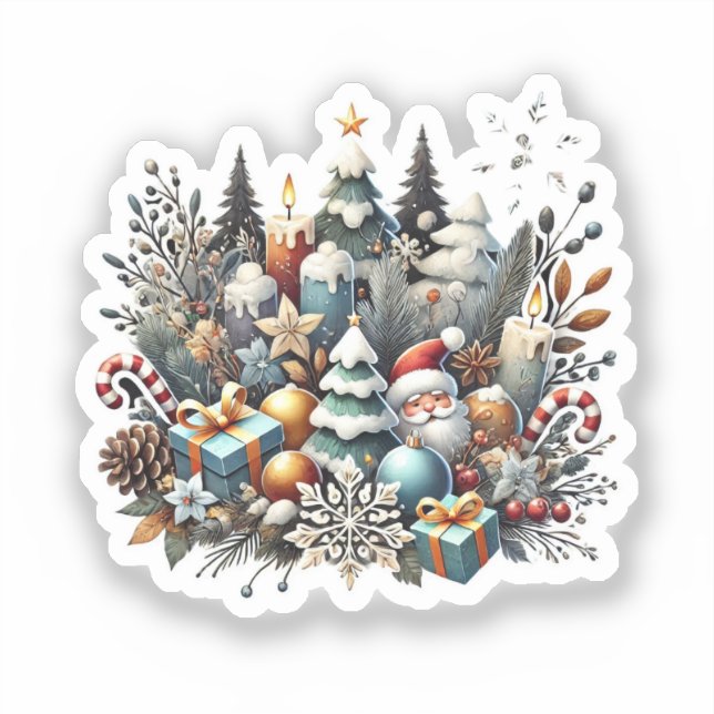 Winterweihnachtsfest Aufkleber (Vorderseite)
