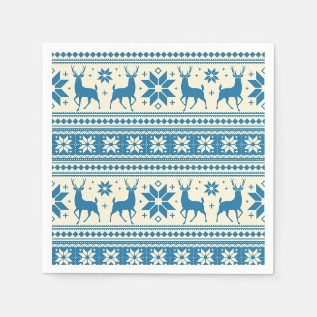 Winterweihnachtsfest Blaue Schneeflocke Muster Serviette (Vorderseite)