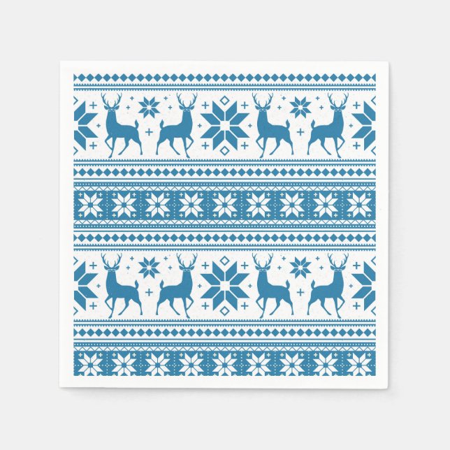 Winterweihnachtsfest Blaue Schneeflocke Muster Serviette (Vorderseite)