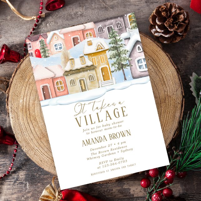 Winterweihnachtsfest Es braucht eine Village Baby  Einladung (Von Creator hochgeladen)