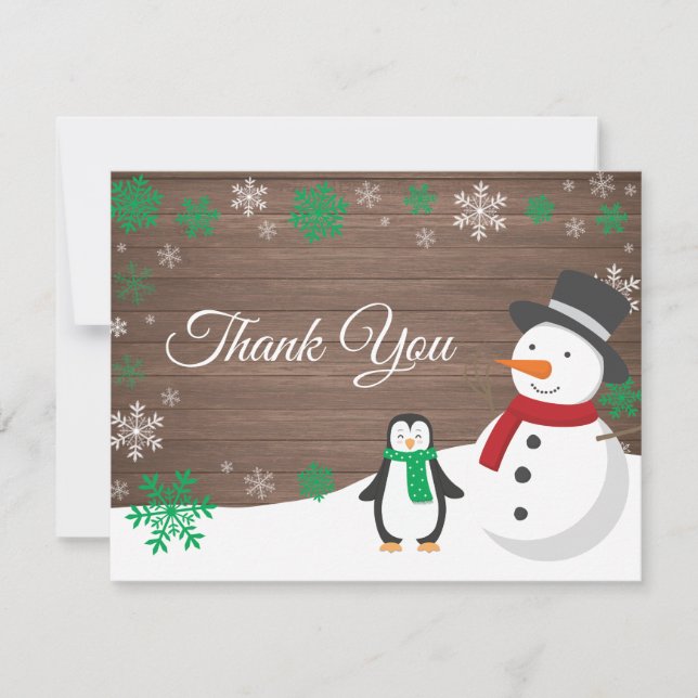 Winterweihnachtsfest Schneeflocken Danke Karte (Vorderseite)