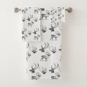 Winterweihnachtsfest Vintager Hirschkopf-Antler-Mu Badhandtuch Set
