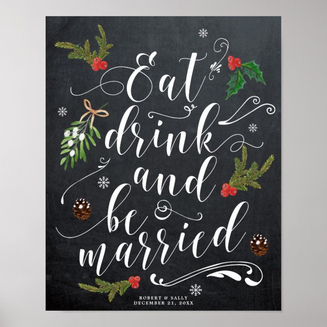 Winterweihnachtsgetränke verheiratete Gebärdenhoch Poster (Vorne)