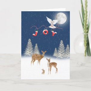 Winterweihnachtszene mit Freude und Taube Feiertagskarte
