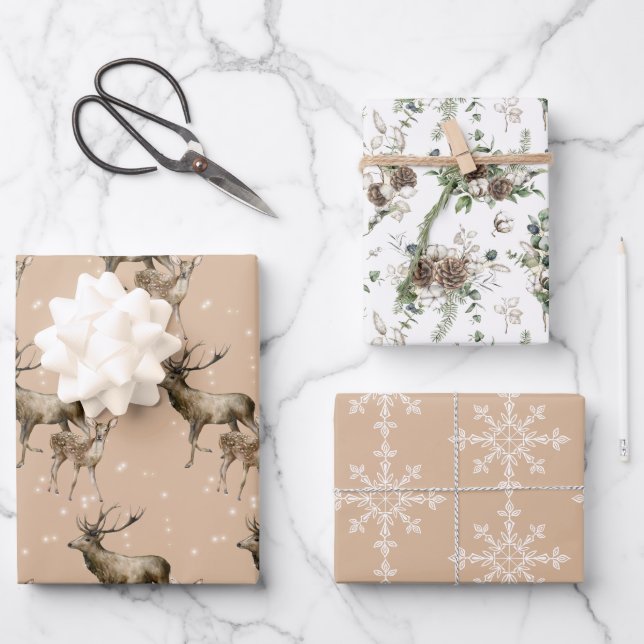 Winterweiß und Kraft Urlaubsangebot Geschenkpapier Set (Vorderseite)