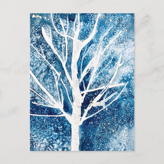 Winterweiße Birke Weihnachten Postkarte (Vorderseite)