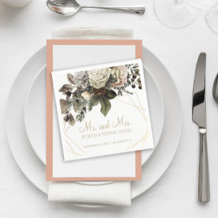 Winterweiße Blume Hochzeit von Mr. und Mrs. Serviette