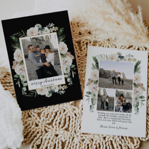 Winterweiße Blumen   Schwarzweißfoto Feiertagskarte