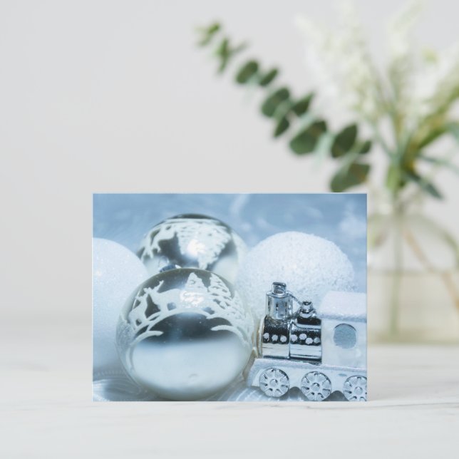 Winterweiße Dekoration. Christmas. Postkarte (Stehend Vorderseite)