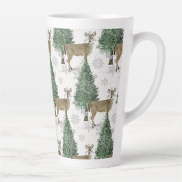 Winterweiße Hirsche mit Schneeflocken Zuhause Milchtasse