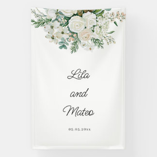 Winterweiße Rosen Hochzeitsdesign Banner