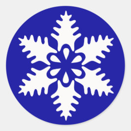 Winterweiße Weihnachtsschneeflocke Runder Aufkleber