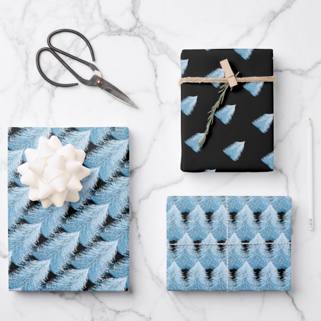 Winterweißer Pinienbaum Geschenkpapier Set (Vorderseite)
