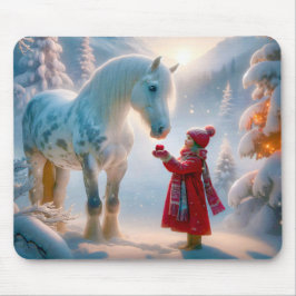 Winterweißes gepflastertes Pferd Mousepad
