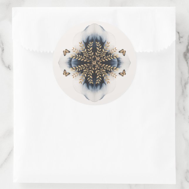 Winterwellen mit goldenen Flügeln Hochzeit Runder Aufkleber (Tasche)