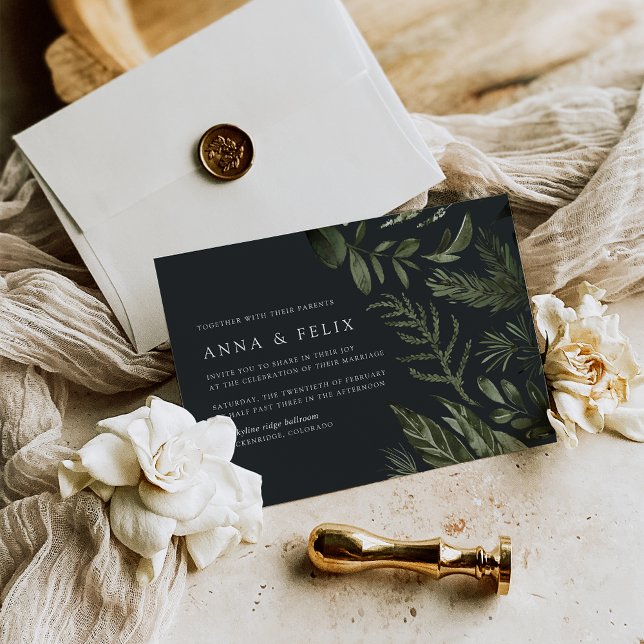 Winterwiese | Grüne Botanische Hochzeit Einladung (Von Creator hochgeladen)