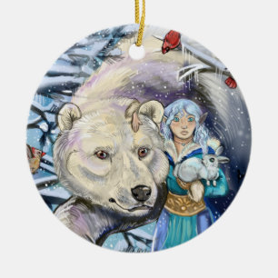 Winterwind Polarbär~ runde Verzierung Keramik Ornament