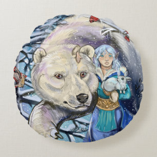 Winterwinde Polarbear Rundes Kissen