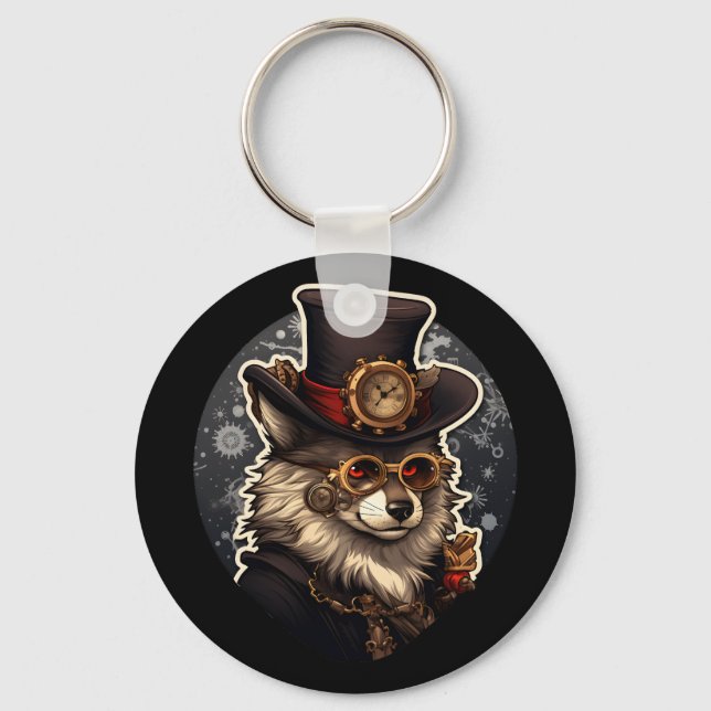 Winterwolf-Steampunk Schlüsselanhänger (Vorderseite)